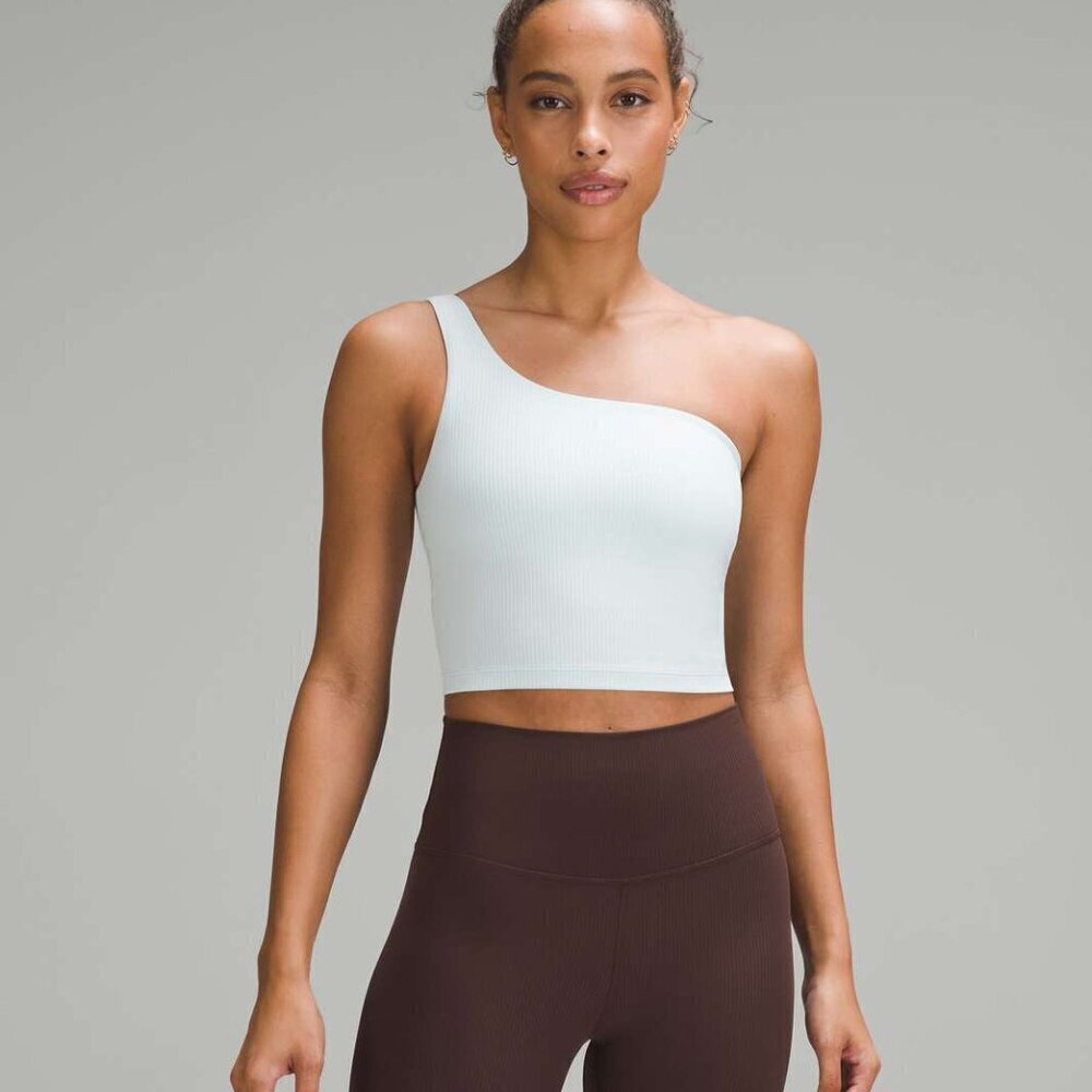 lululemon Ribbed Nulu Asymmetrical Yoga Tank Top in Sheer Blue Size 12